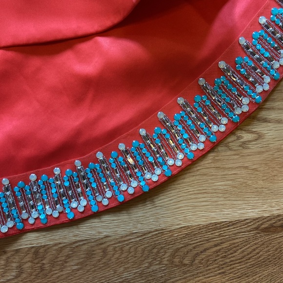 Rachel Allan coral/turquoise high/low dress - Picture 2 of 5